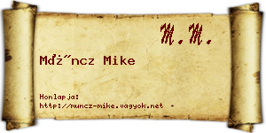 Müncz Mike névjegykártya